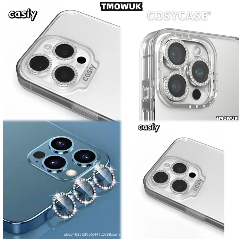

For IPhone 16 15 14 Pro Max Plus 13 12 11 Pro Max Mini Glitter Rhinestone Lens Screen Protector Guard