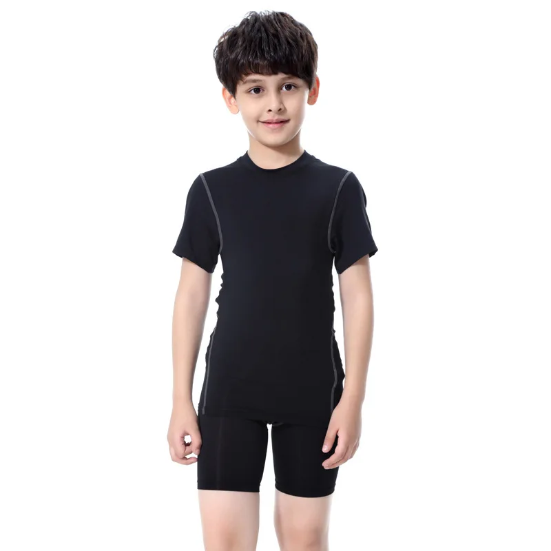 Camiseta de Compressão para Meninos, Manga Curta, Camada Base Atlética para Futebol e Basquete