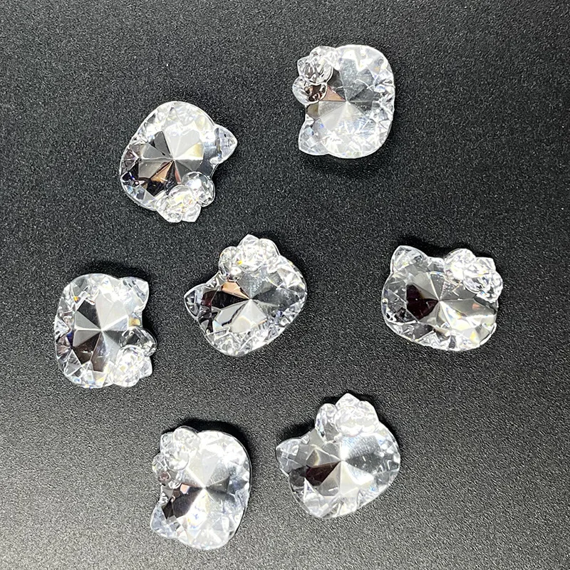 20 pezzi Hello Kitty Diamanti Rosa Bianco Cristallo Nail Art Zaino Custodia per telefono Accessori per gioielli Decorazione donna fai da te All'ingrosso