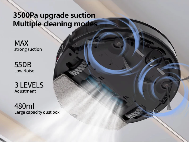 Self-Rechargeable Electric Features 3500pa Household Use Water Tank Automatic Sweeping Smart Robot Vacuum Cleaner