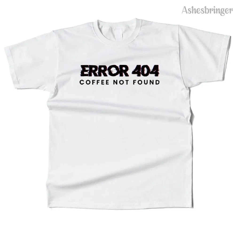 Mens Cotton Error 404 Coffee Not Found Graphic Funny T Shirt Street Casual Style Tee for Men and Women
