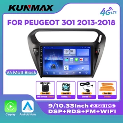 10.33 Inch Car Radio For Peugeot 301 2013-2018 2Din Android Octa Core Car Stereo DVD GPS Navigation Player QLED Screen Carplay