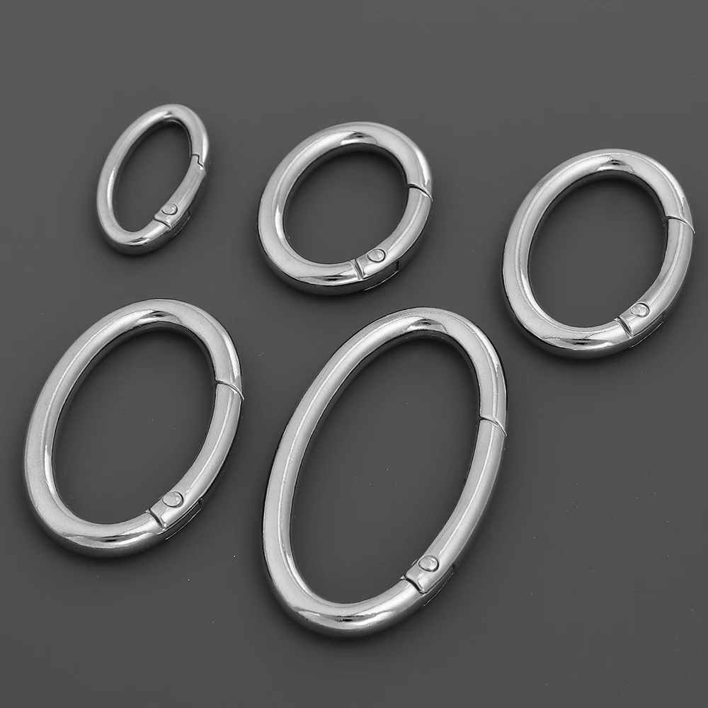 4pcs Zinc Alloy Oval Ring Spring Clasps For DIY Keyring Openable Carabiner Keychain Bag Clips Hook Dog Chain Buckles Connector