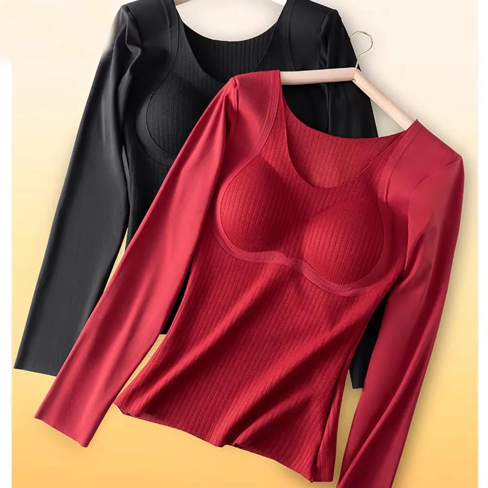 

Naisstoo зимнее теплое термобелье женское с длинными рукавами плотное тонкое сохраняющее тепло одежда с бюстгальтером