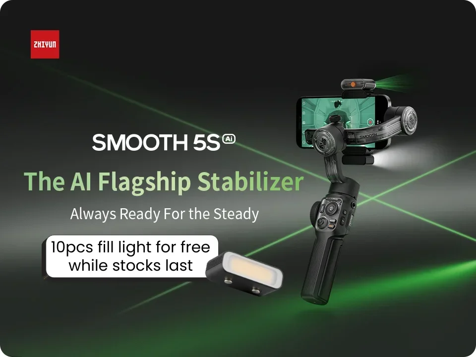 Zhiyun Smooth 5S AI 스마트폰 안정기 짐벌, 3 축 핸드헬드, 아이폰 15 프로 맥스 14 13 샤오미 삼성 화웨이 VS DJI OM 6