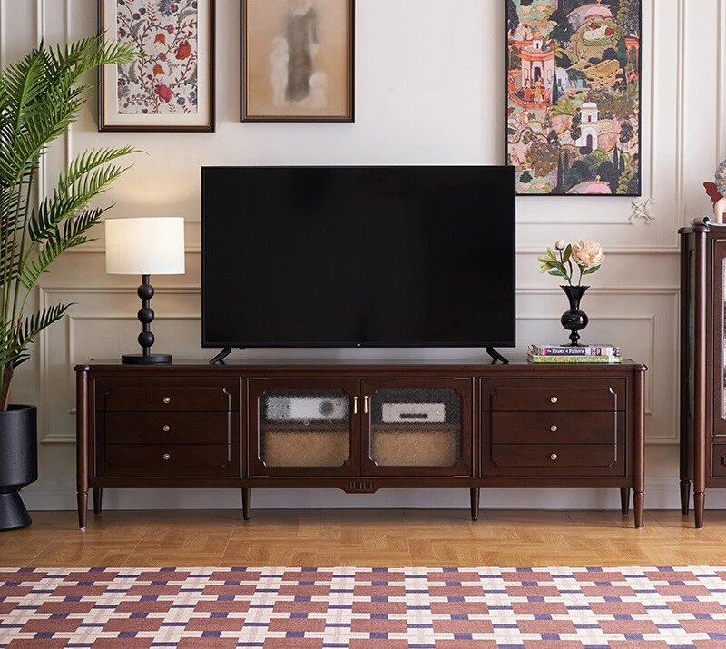 

American retro solid wood TV cabinet living room furniture TV cabinet
