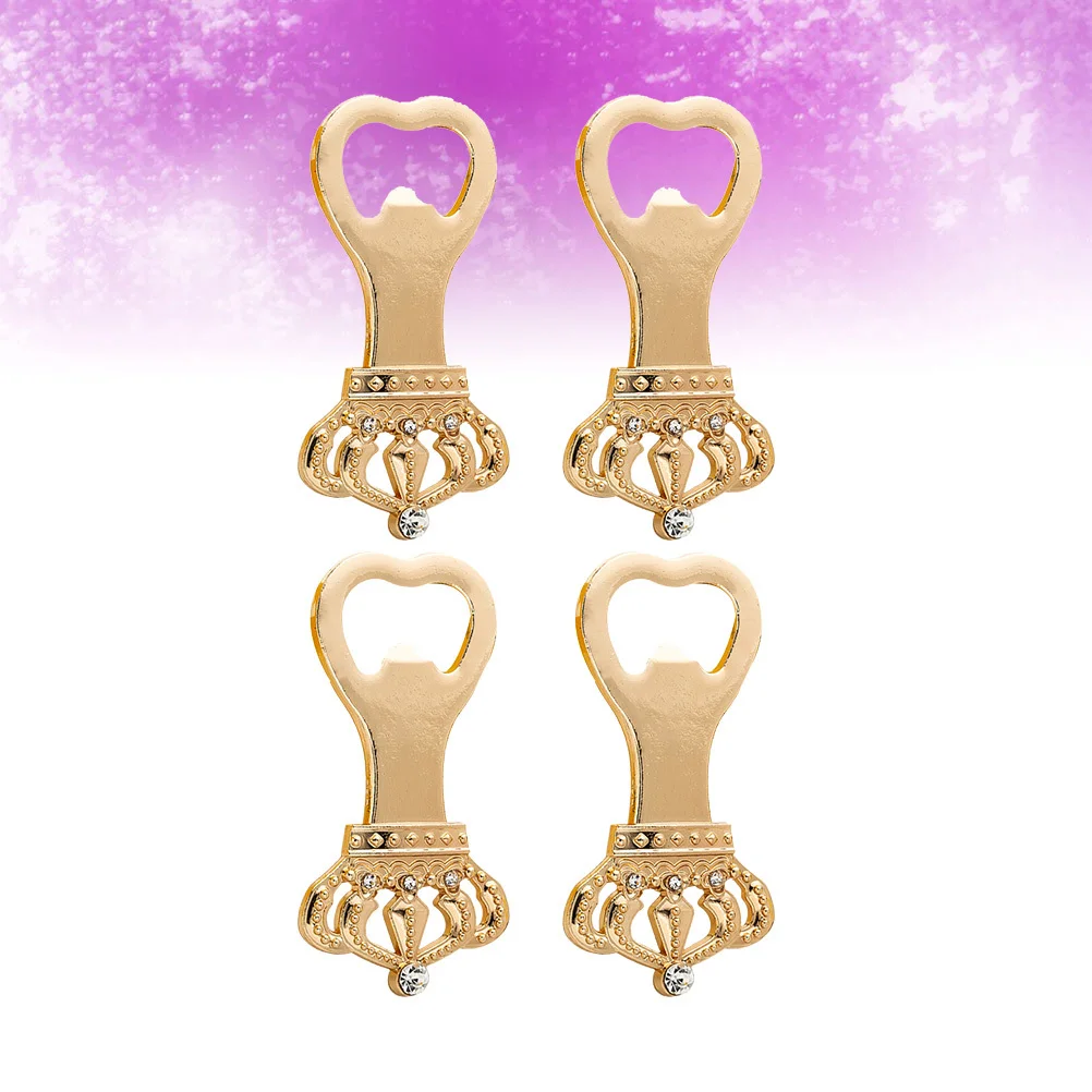 

4Pcs Elegant Crown Shaped Bottle Opener Multi-Purpose for Party Home Bar Wedding Accessories Golden Crown Shaped Bottle Opener