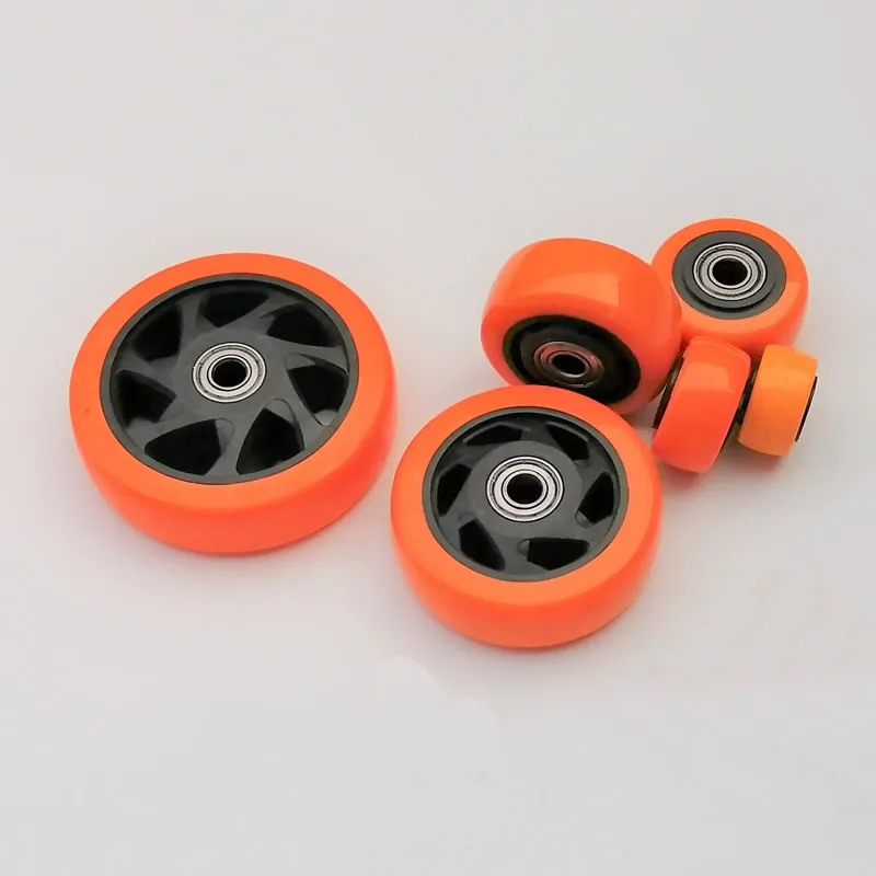 PU Replacement caster wheels with double bearings orange color high load capacity wear resistance furniture wheels