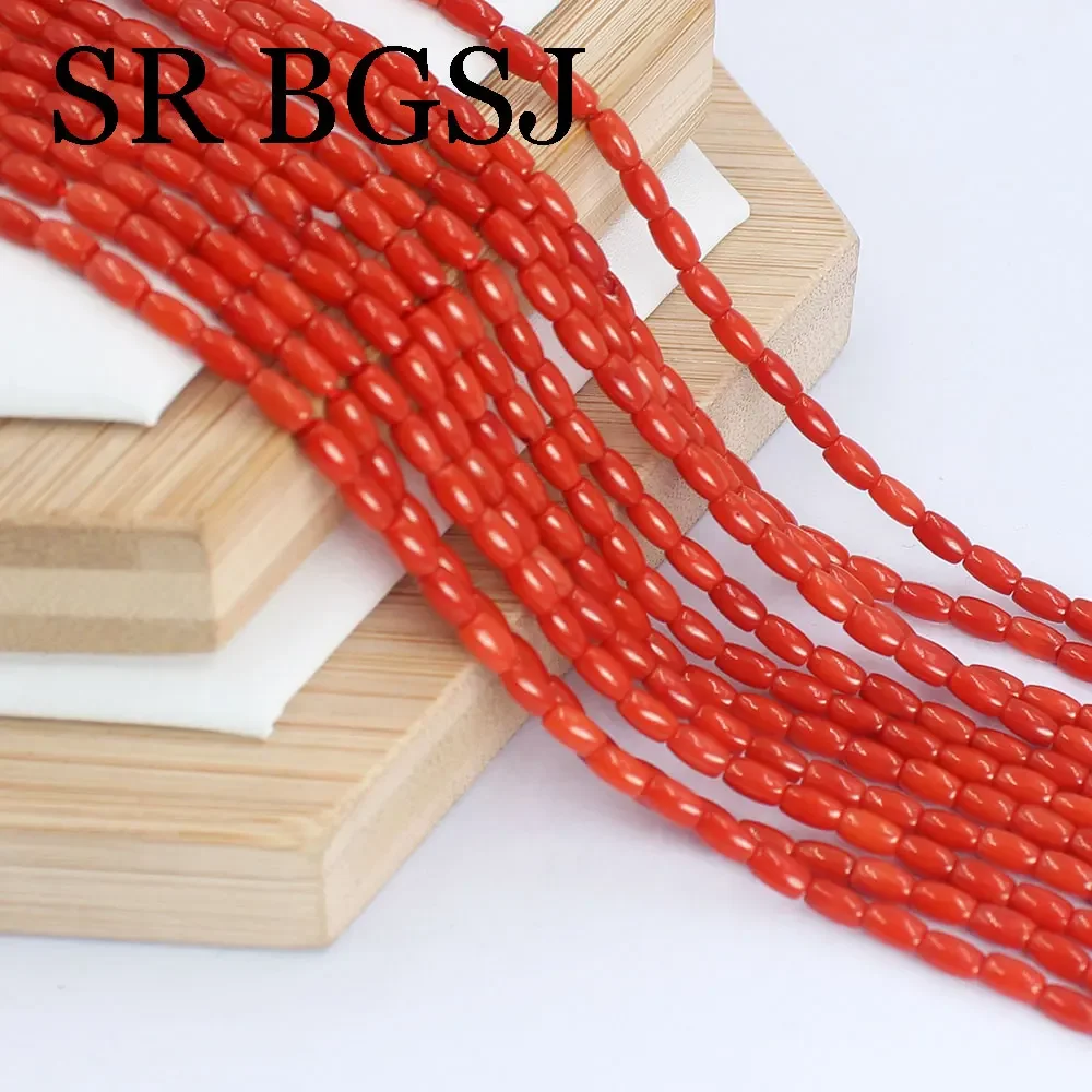 3x6mm Rice Olivary Sardi Red Sea Bamboo Coral Natural Isolation Beads For Jewelry Making DIY Bracelet Necklace