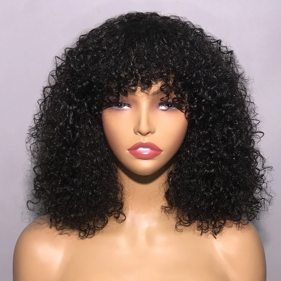 

Glueless Curly Human Hair Wigs For Women Human Hair Jerry Curly Bob Wigs With Bangs Curly Pixie Cut Full Machine Made Wigs