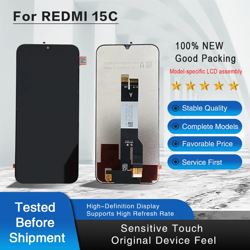 redmi-15c-4g、15r-lcdディスプレイタッチスクリーンデジタイザーアセンブリ、15c-5g、poco-c85-4g-lcd交換用携帯電話部品