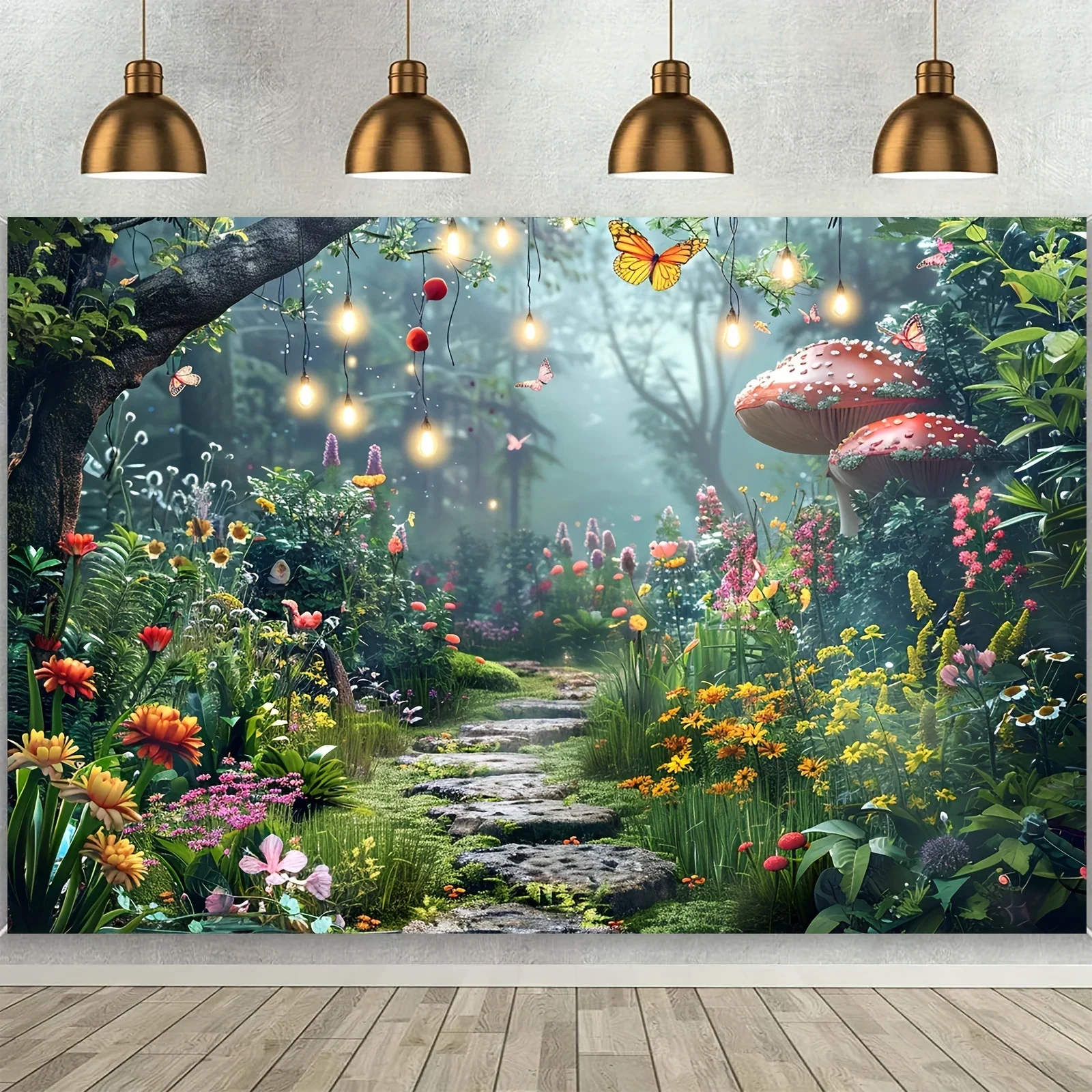 A fairyland forest background in spring, a dreamland of fairy tale fantasy, a natural photography background, a birthday party