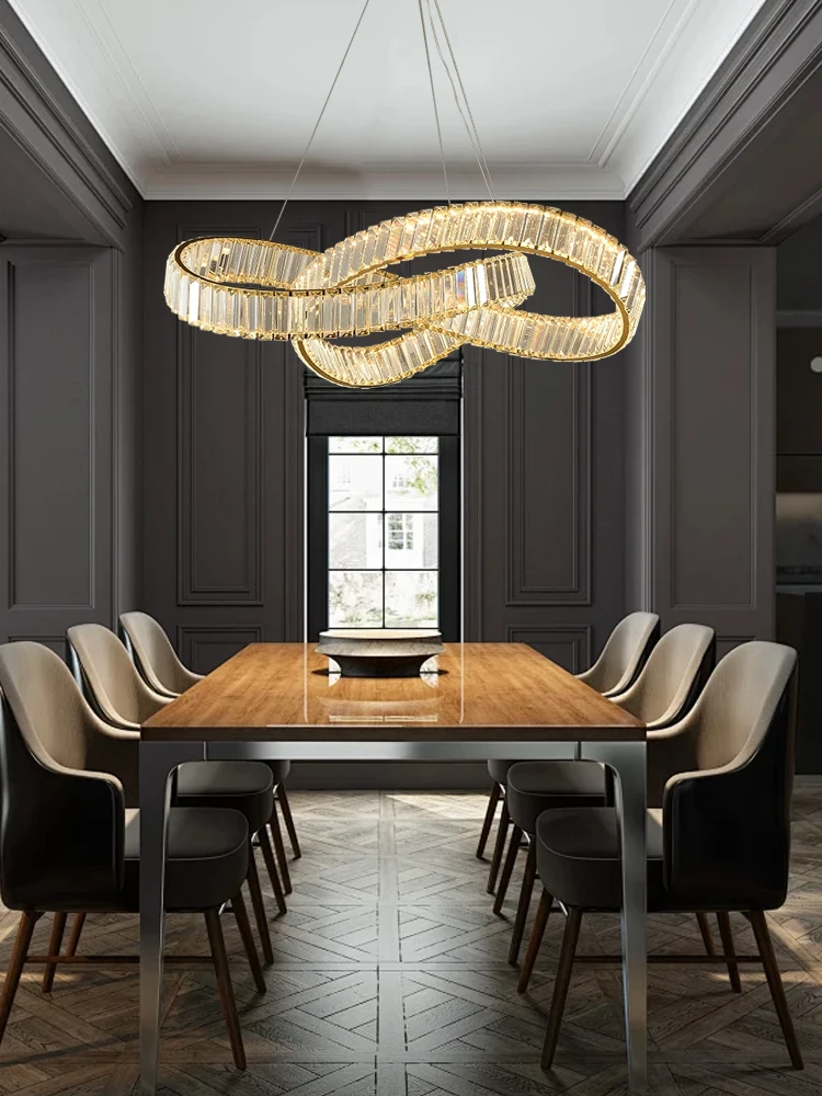 Modern Creative Long Crystal Ceiling Chandeliers Nordic Minimalist Stylish Sleek Design Cristal