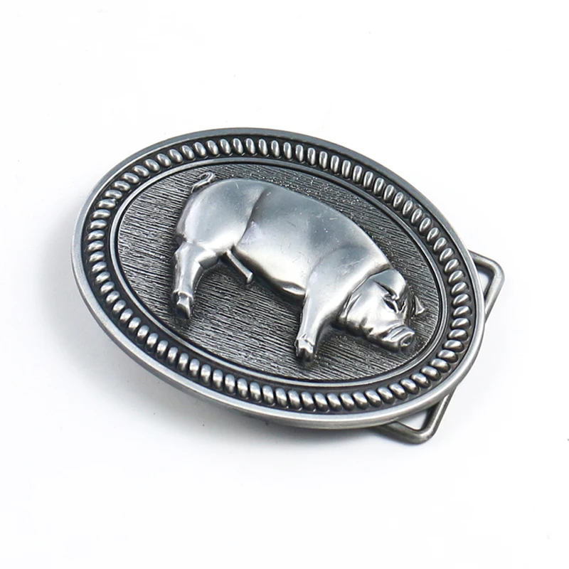 Geometry Oval Embossed Chinese Zodiac Pig Animal Boar Swine Zinc Alloy Metal Belt Buckle Funny Jeans Belt Accessory Clasp Supply