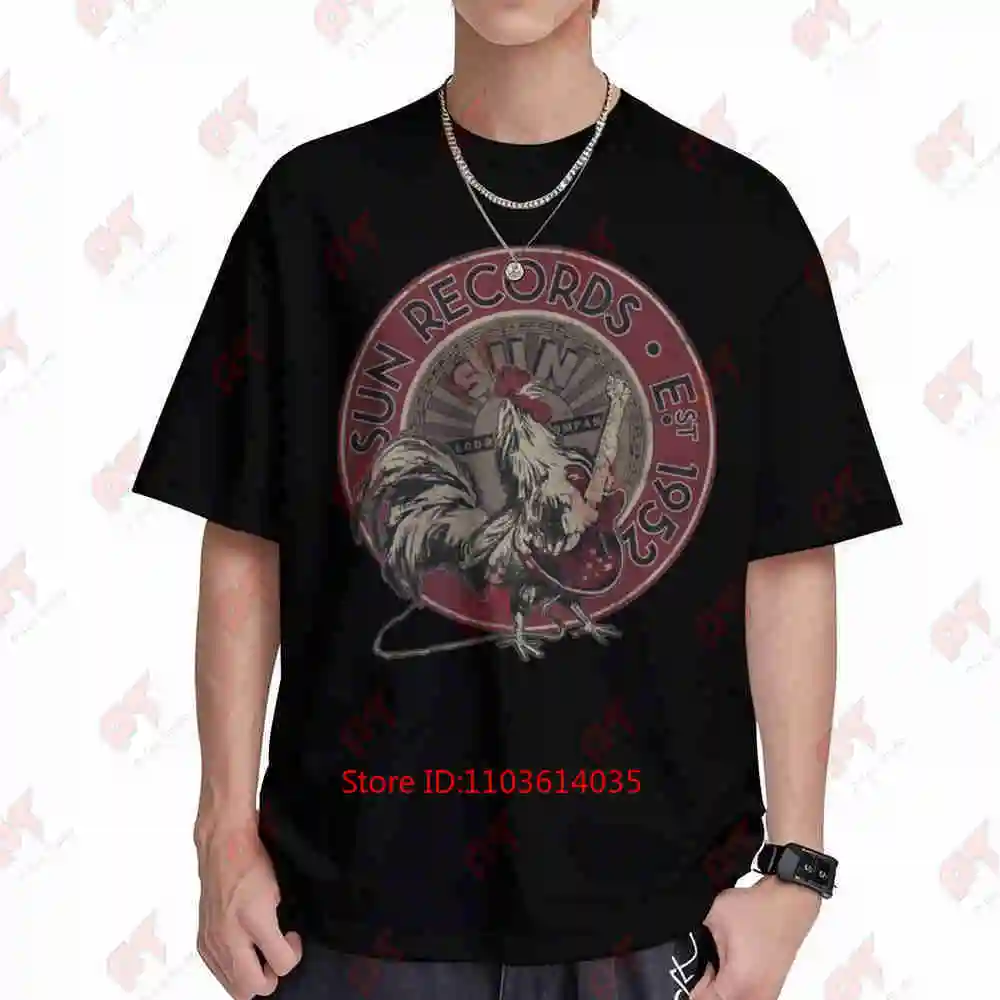 Sun Records Vintage 1952 Retro Music Rock N Roll Rooster Logo Short Sleeve Tee 100% Cotton T-Shirt