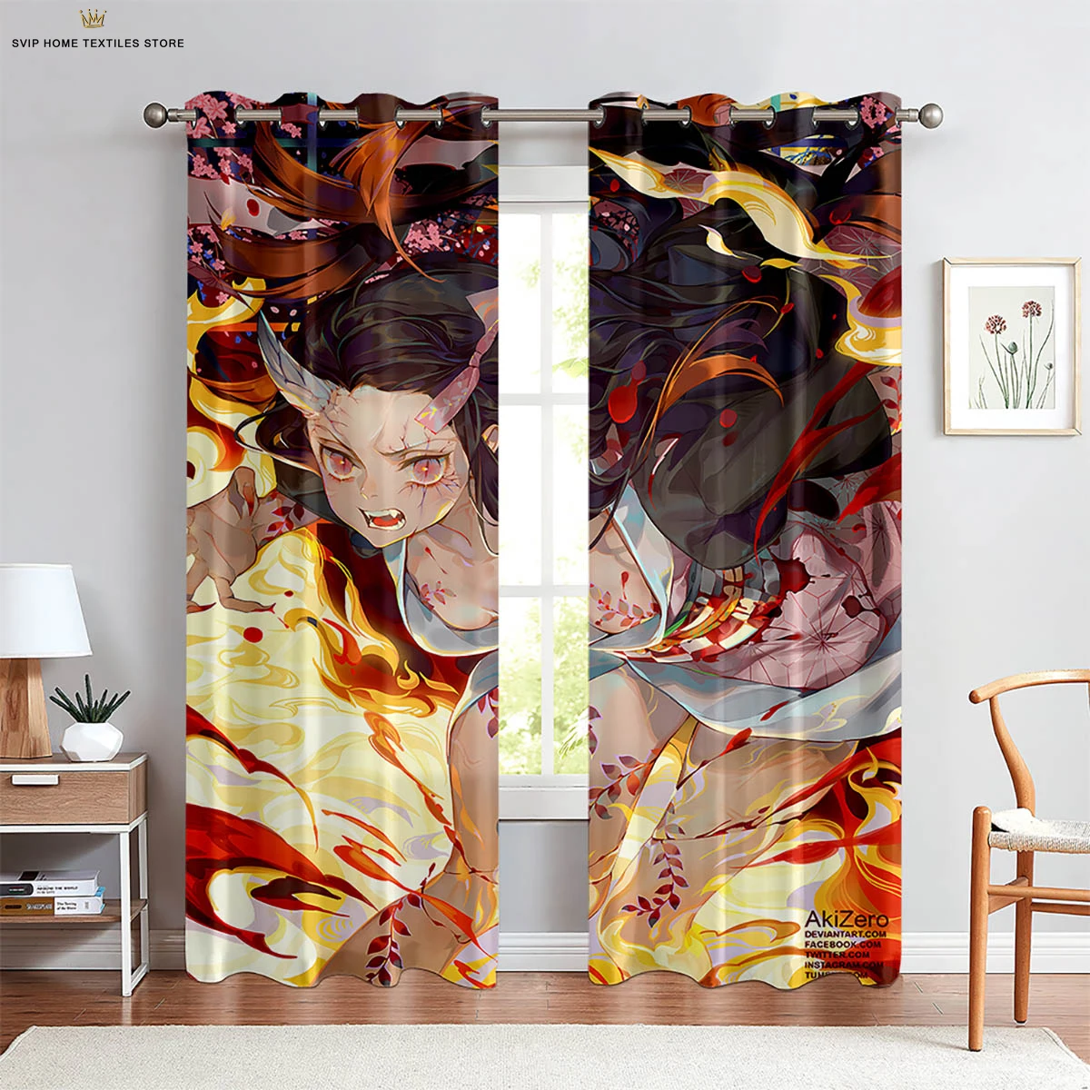 Anime Cartoon Print Curtains for Children's Room, Dormitory, Living Room, Study Decoration, Can Be Customized