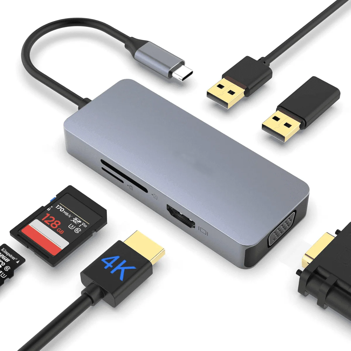 

Концентратор USB C, док-станция, док-станция 6 в 1, концентратор типа C с портом 4K HDMI
