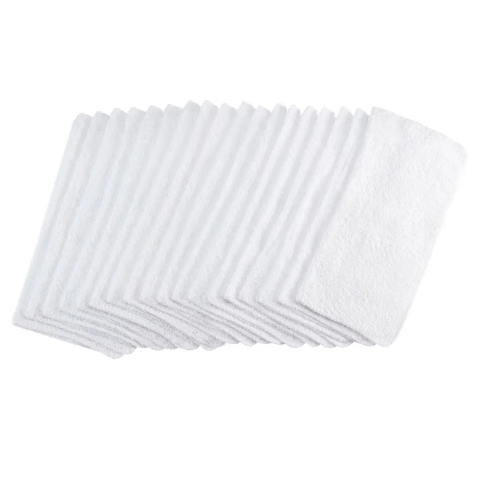 18Pcs White 100% Cotton Washcloths Absorbent Anti-Fray Machine Washable Multi-Use Facial Body Towels