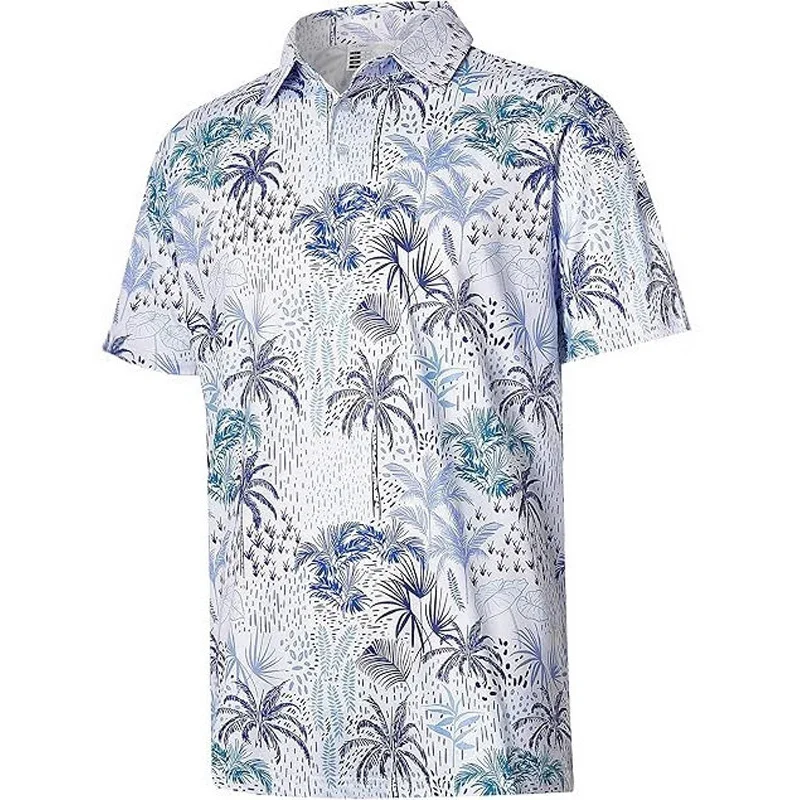 

Casual Men's Short Sleeved Henry Independence Day Elements Two Button Men's Shoulder Polo Shirt