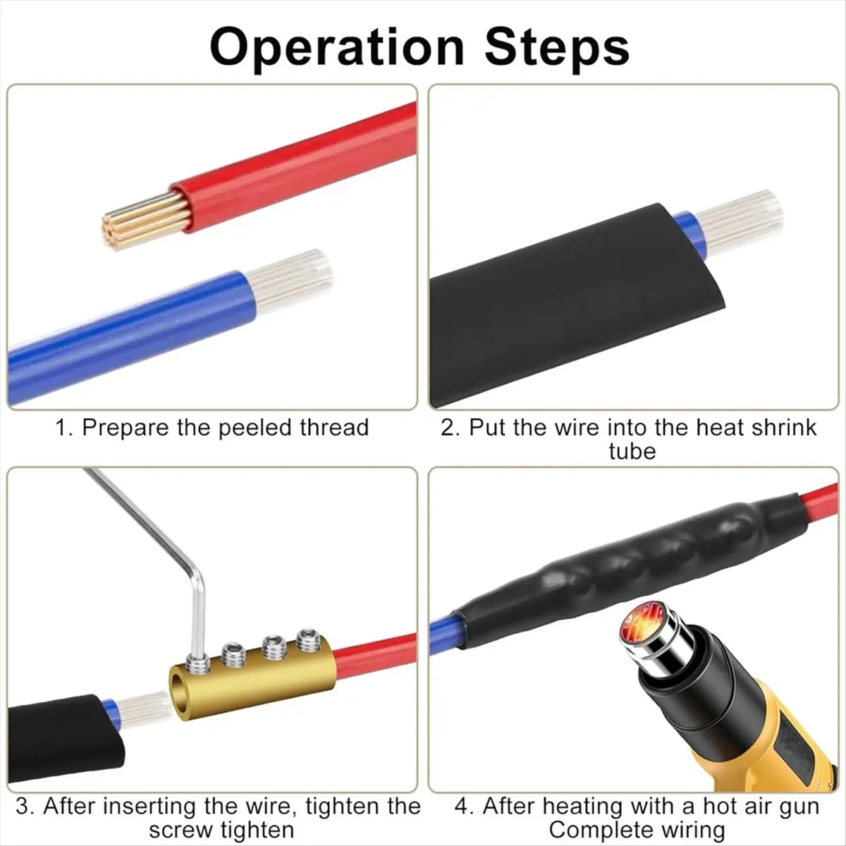 【Durable】 30pcs 6 AWG Gauge Wire Connector Nut Kit,80A Quick Splicing Wiring Connection Terminal, with Screws and Heat Shrink Tu