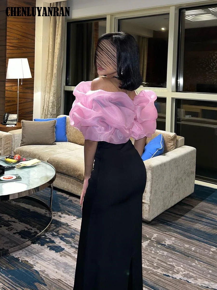 Off-Shoulder Formal Occasion Dresses 2024 Pink Mermaid Customized Ball Gowns Sleeveless Long Evening Party Gowns فساتين الحفلات