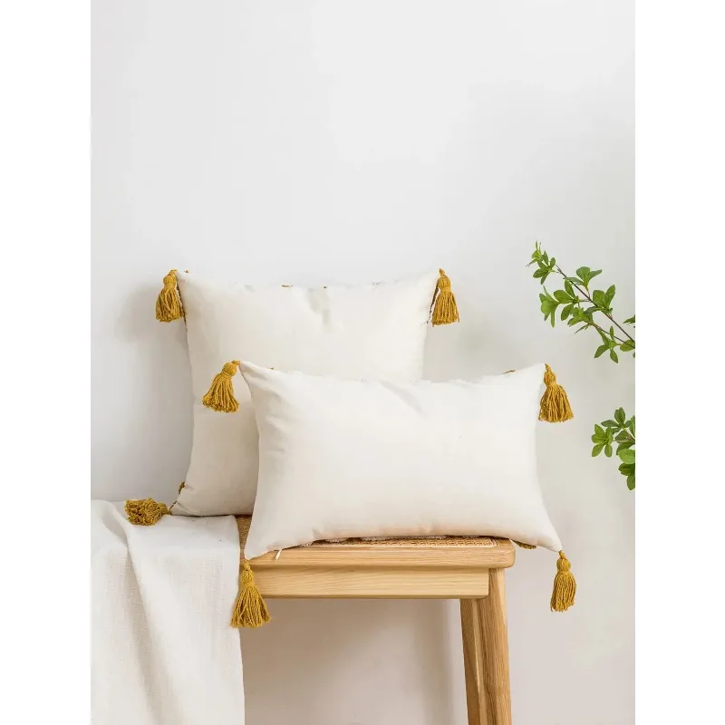 Bohemian Style Pillowcase Geometric Diamond Line Pattern Pillow Cover Washable Decorative Cushion Cover for Livingroom