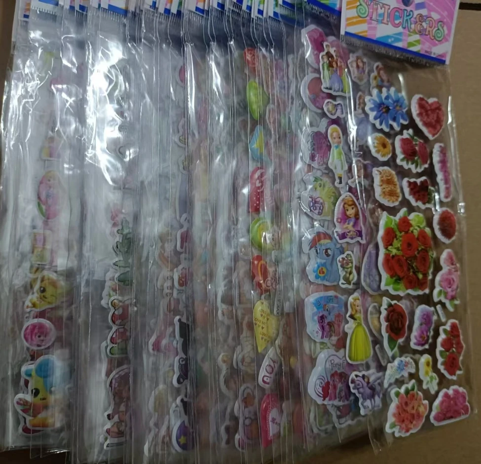 60pcs/lot of new cartoon animal fruit 3D Bubble stickers Kawaii refrigerator stickers water cup stickers file box sticker