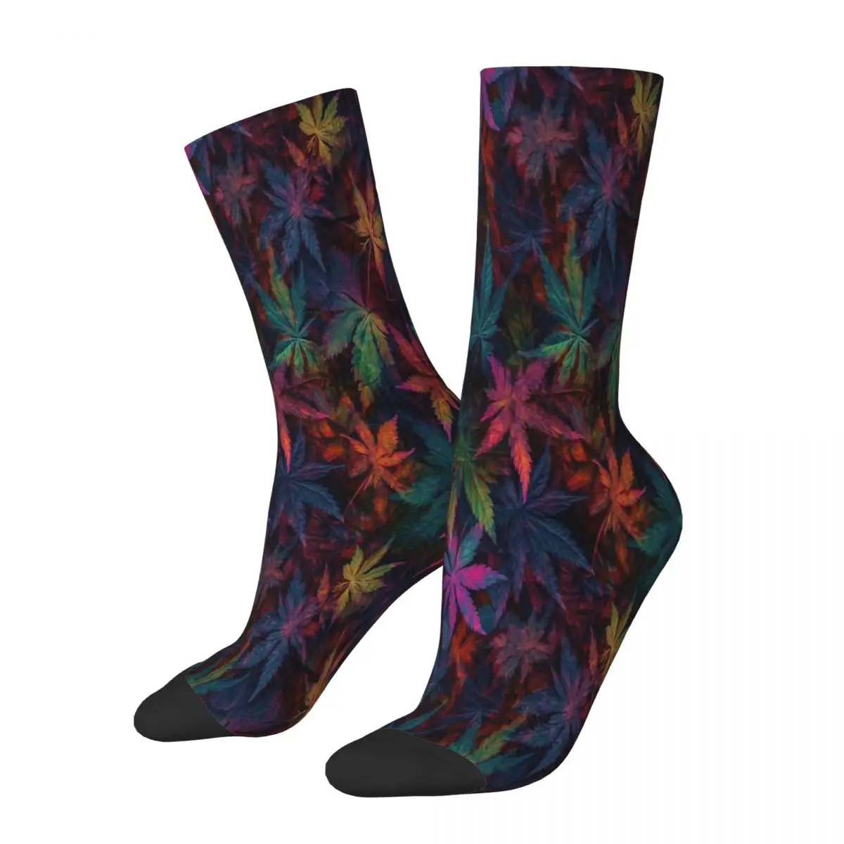 

Trippy Cannabis Leaf A Psychedelic Pattern Design Weed Leaf Socks Male Mens Women Summer Stockings Harajuku