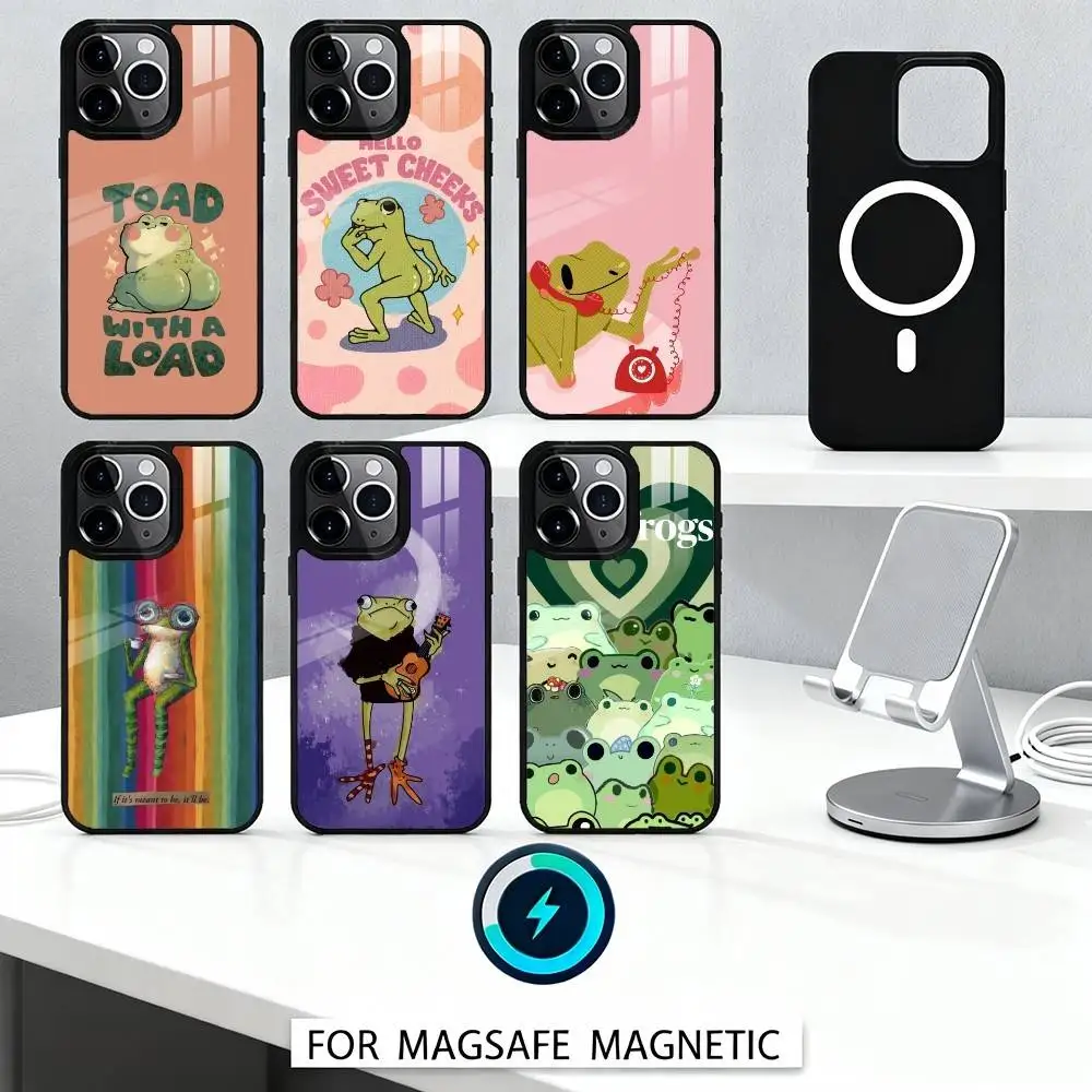 

T-The Frog Cute Phone Case For iPhone17,16,15,14,13,12,Pro,Max,Magnetic For Magsafe Wireless Charging