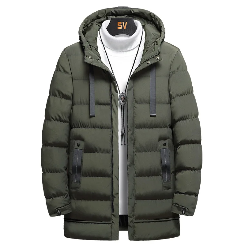 Padded clothes autumn and winter new thickened warm hooded medium and long versatile knee high-end padded jacket men
