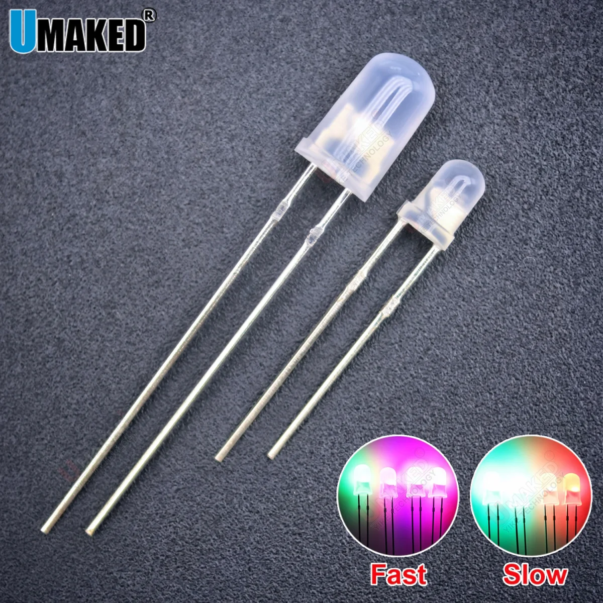 1000Pcs F3/F5 3mm 5mm RGB Fast/Slow Flash RGB Flash Red Green Blue Rainbow Multi Color Light Emitting Diode Round LED Full Color