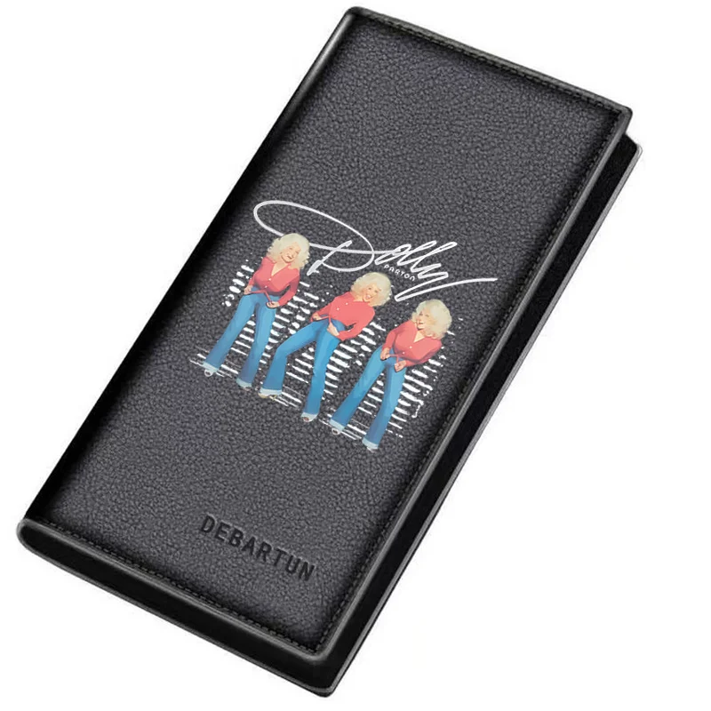 Dolly Parton poses three times smiling Men's Long Wallets Business Stylish Printing Design Casual Use Christmas Valentine's Fath