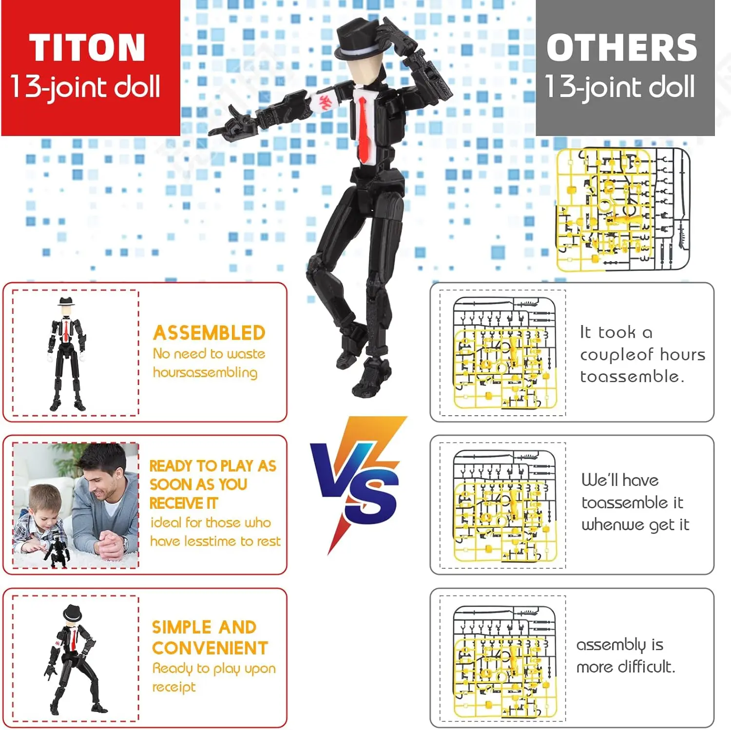 T13 Action Figure Assembly Completed, T13 Action Figures Set High 5.4 Inches Tall, Office Desks, and Birthday Cake Decorations, view 6