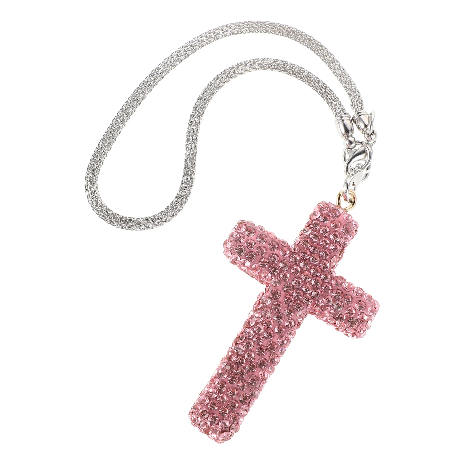 

Cross Pendant Car Necklace Accessory Rhinestone Jewelry Alloy Decor Durable Trendy Auto Interior Ornament Versatile