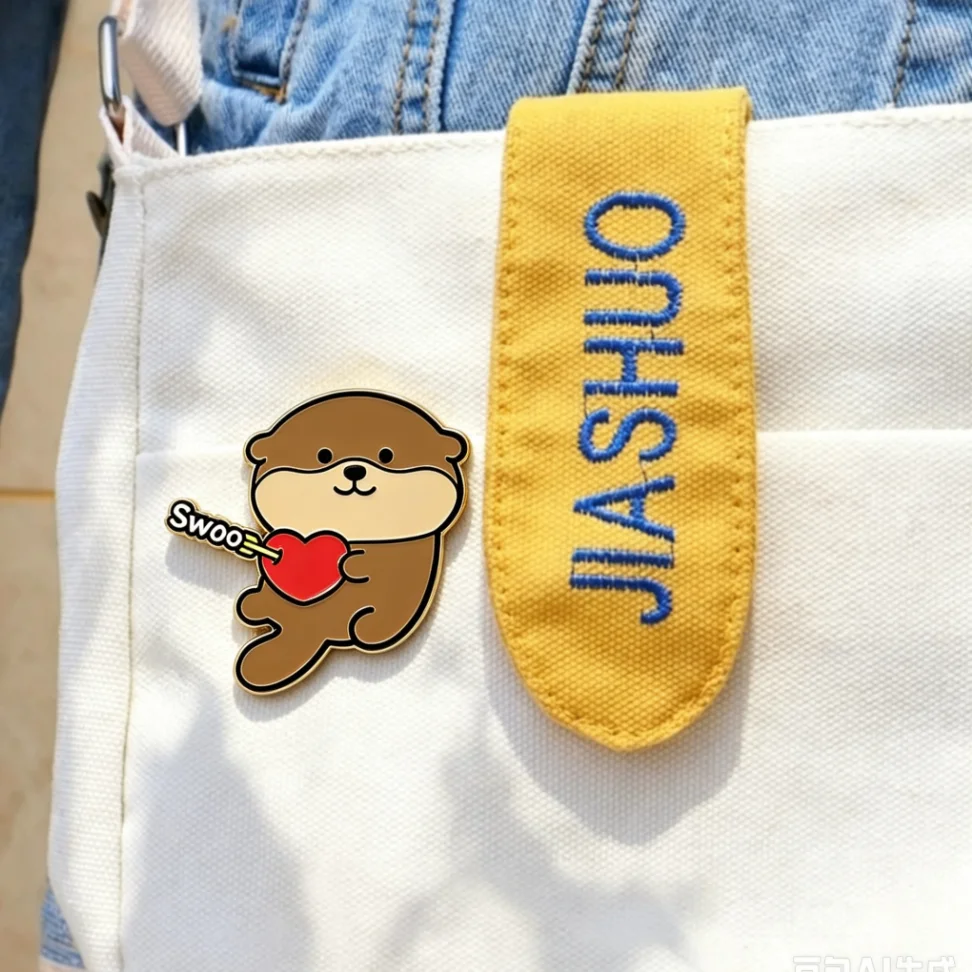 Cartoon Love Otter Enamel Brooch Badge Arrow Through Heart Lapel Pin Metal Accessory for Denim Coat Backpack Wholesale Present