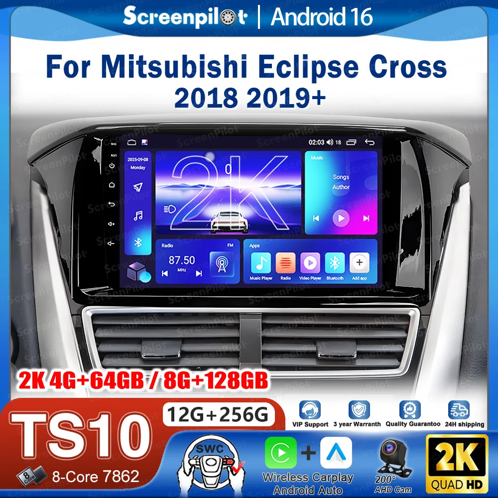 

Android 16 For Mitsubishi Eclipse Cross 2018 2019+ Car Radio Video Player Stereo Head Unit GPS Navigation RDS 9/10 Inch 8 Core