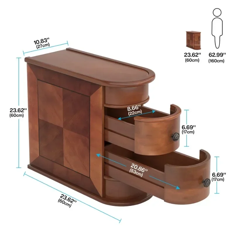 

No Need Assemble case Goods With 2 Storage Drawers Hot Sale Bedside Tables Solid Wood Nightstands
