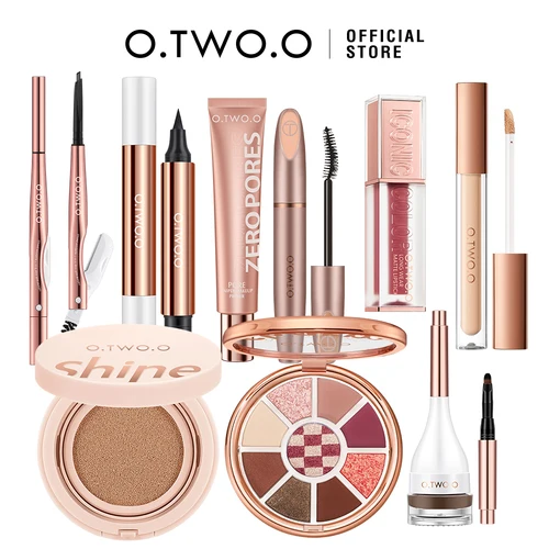 O.TWO.O-Juego de maquillaje completo, máscara resistente al agua, delineador de ojos, crema BB, cojín de aire, corrector, lápiz labial, imprimación facial, conjunto de cosméticos