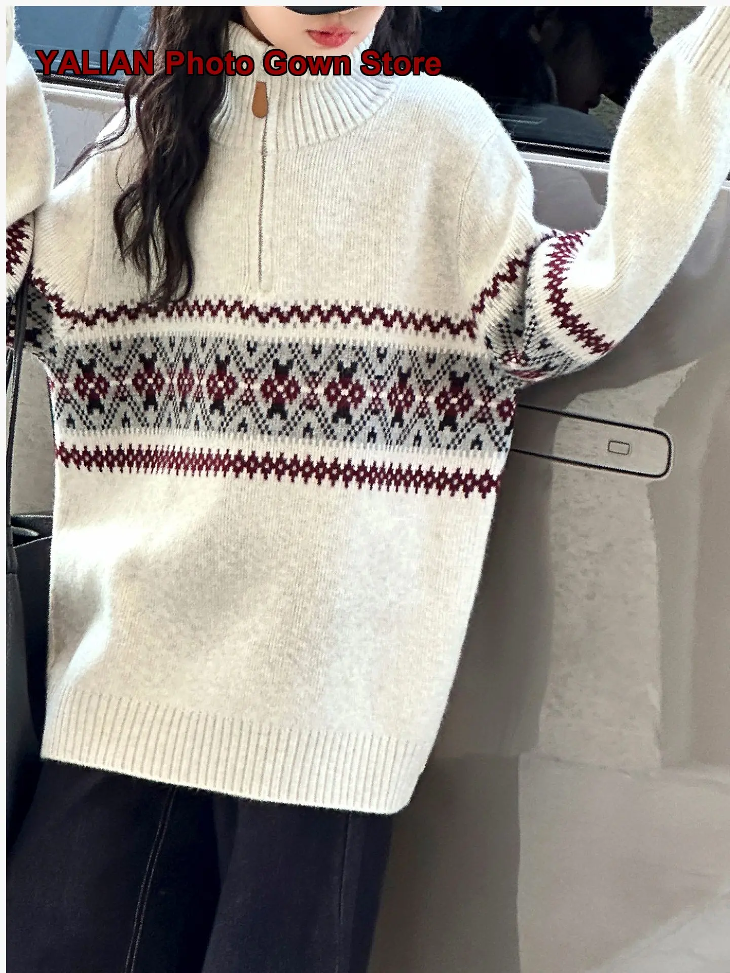Girls Turtleneck Sweater Children Winter Solid Color Lucky Year New Year Clothes High Neck Kids Older Kids