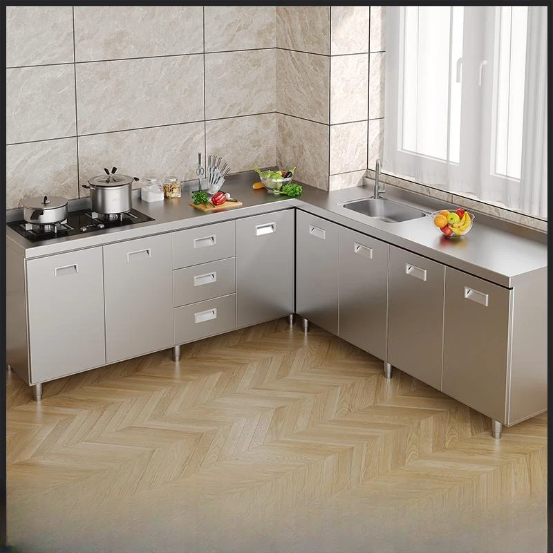 C All stainless steel kitchen cabinets simple stove integrated storage cupboards household small apartment cabinets