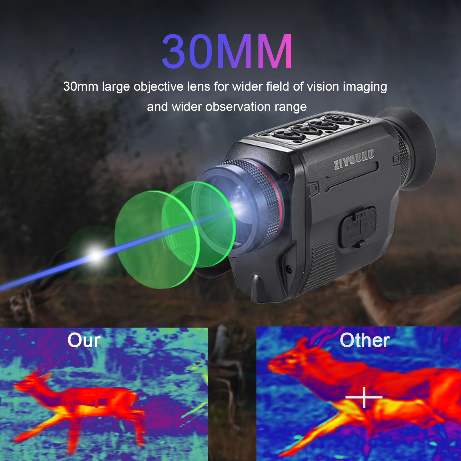 ZIYOUHU Infrared Thermal Imaging Monocular for Hunting 384x288 Hotspot Tracking Pseudo Color Heat TG30 Handheld Thermal Cameras