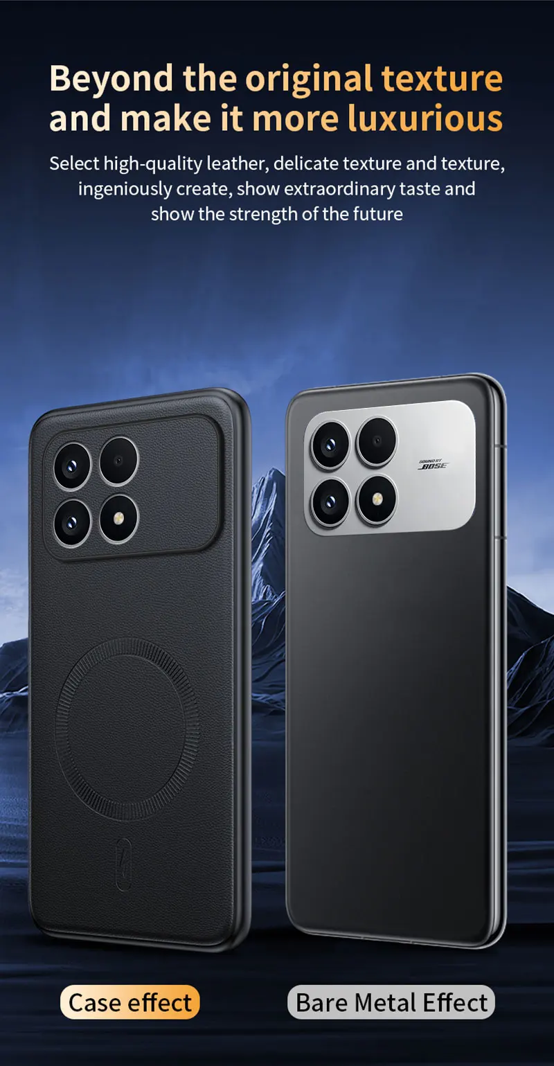 Für Poco F8 Pro: Magnetische Schutzhülle aus Leder, Anti-Fingerabdruck, rutschfest, aus PC+TPU. – Detail 10