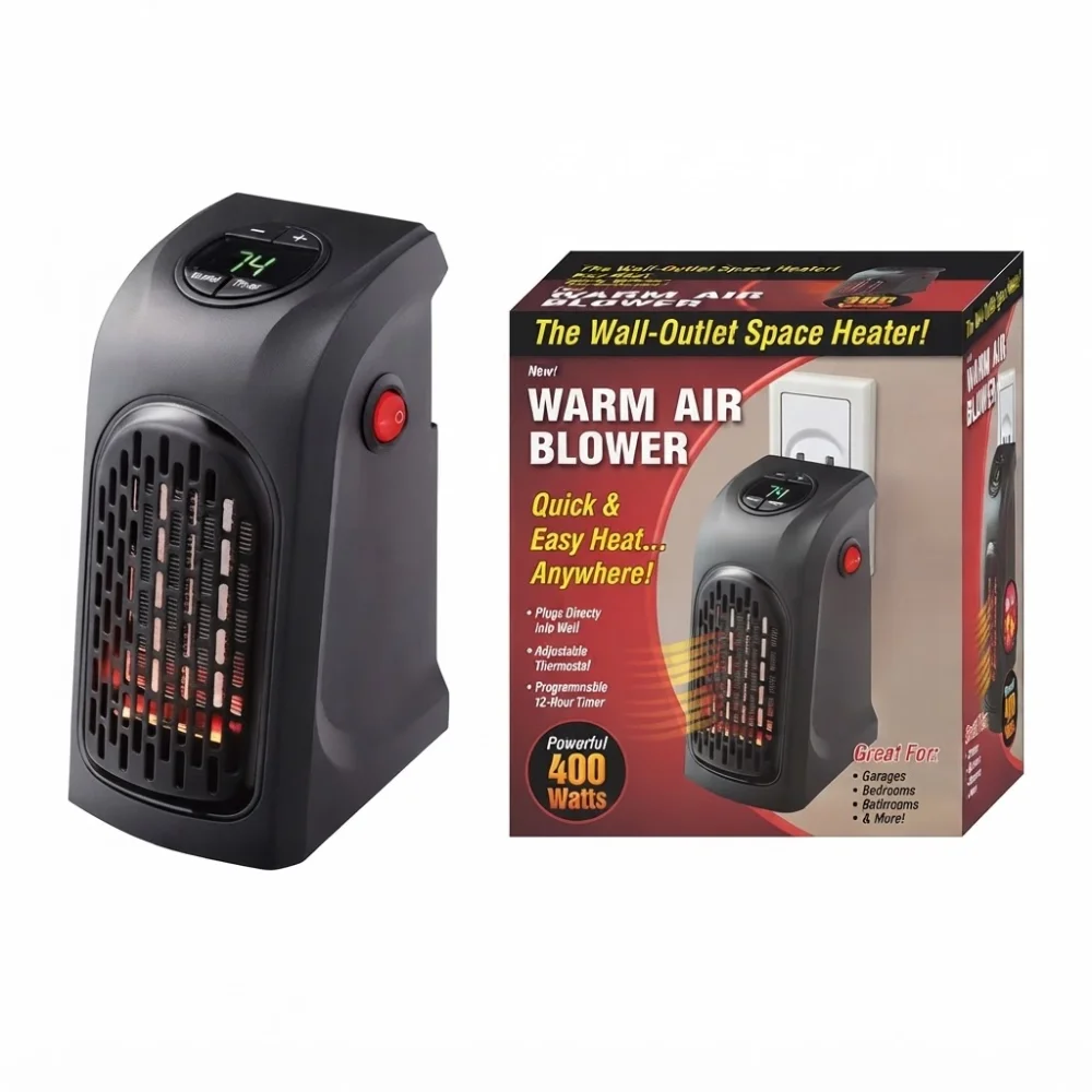 Mini Calefactor Eléctrico de Enchufe Directo 400W con Termostato y Pantalla LED Programable