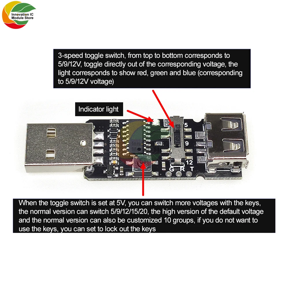 Rodzaj USB regulowane napięcie 9V 12V 20V-wyzwalacz QC 2.0 3.0 DC płyta modułu spust moduł napędowy