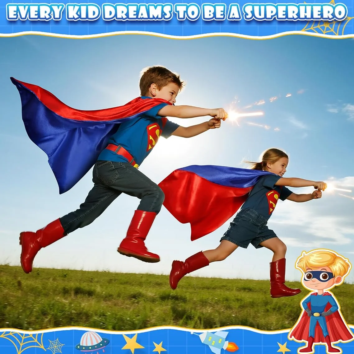 Jongens en meisjes superheld cosplay capes cartoon verkleedkostuums cool halloween kostuum cosplay festival feestartikelen geschenken
