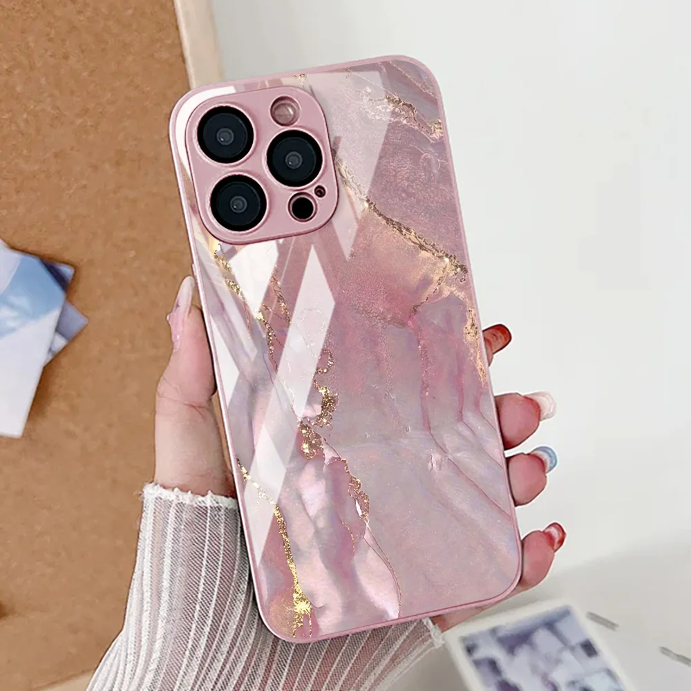 Coque de téléphone papillon à motif de marbre, étui en verre trempé pour iPhone 17 11 15 13 16 12 14 Pro Max 17 Air 16E SE 2022 7 8 Plus XR