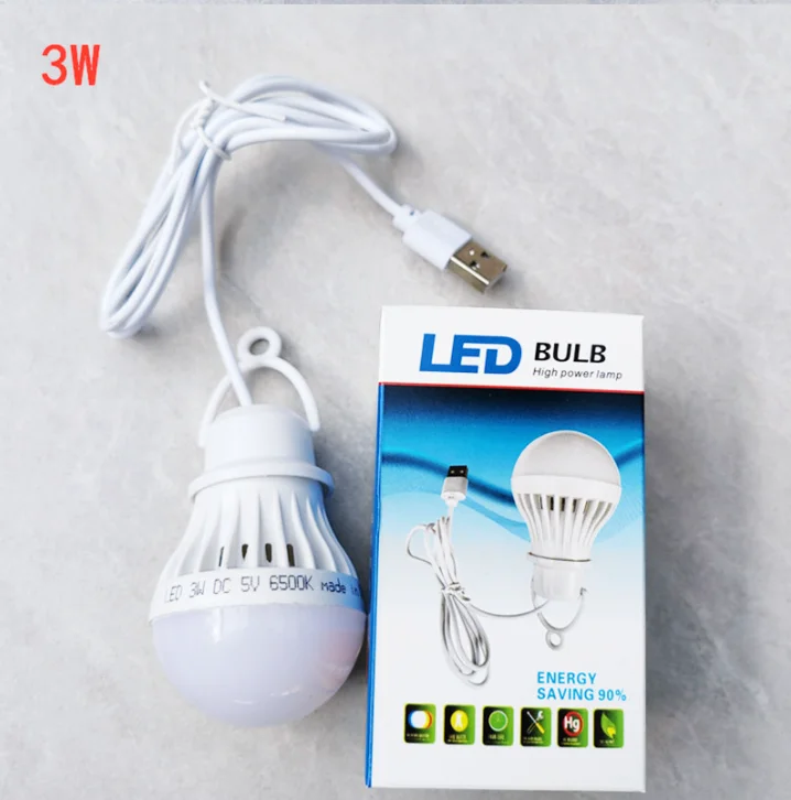 Portable LED Bulb Lamp for Camping 5V Rechargeable Battery-Powered USB Low-Voltage Camping Light