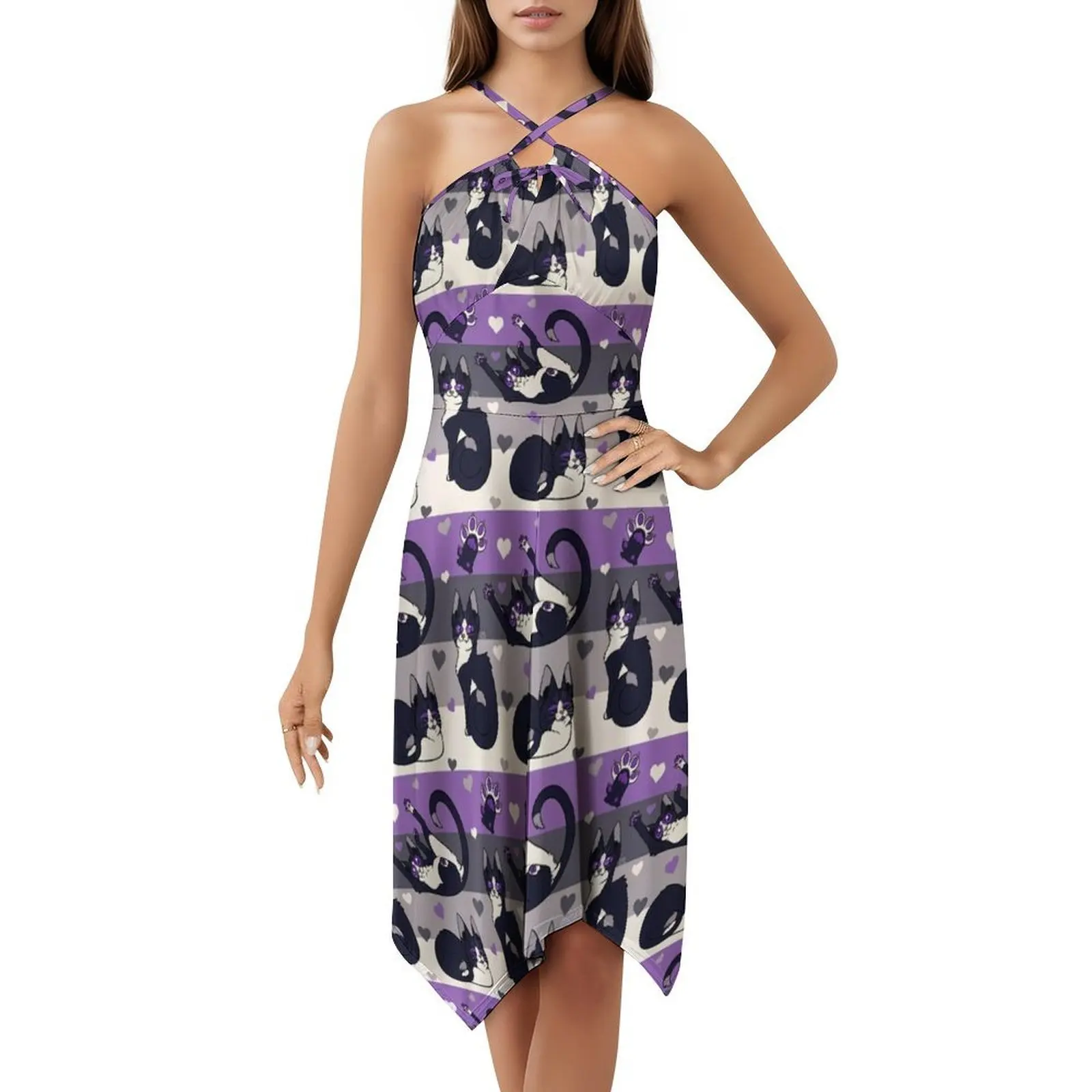 Queer Kitties-Asexual المرأة الهيب هوب الشارع الشهير فستان جرافيك طباعة ملابس للنادي الحفلات القط كيتي فخر Queer Asexual Love Lgbt #5