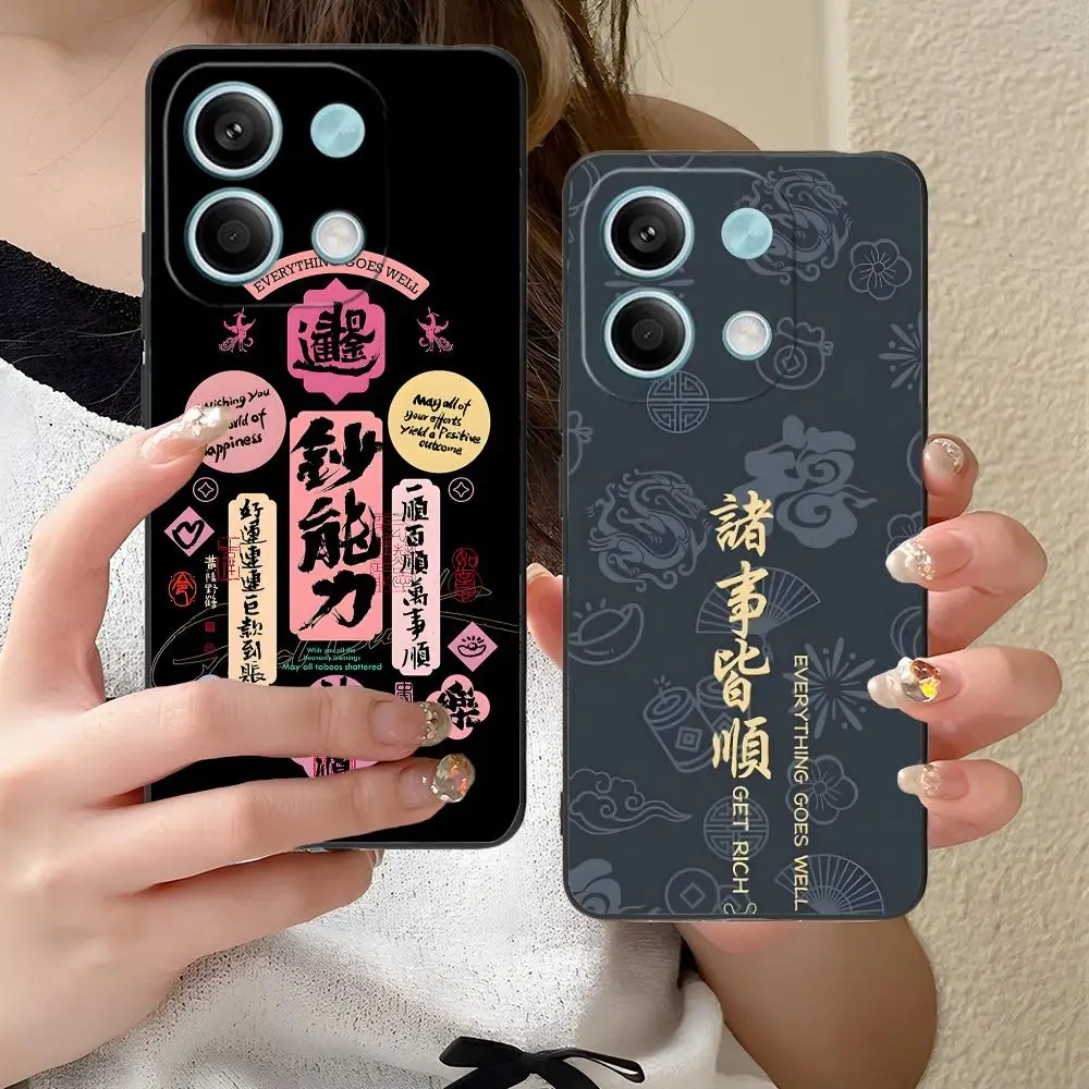 الصينية محظوظ الغنية قضية الهاتف المحمول ل Xiaomi Redmi 15 14 13 12 A5 3 2 1 C زائد 4G 5G غطاء الطباعة الملونة غطاء جميل