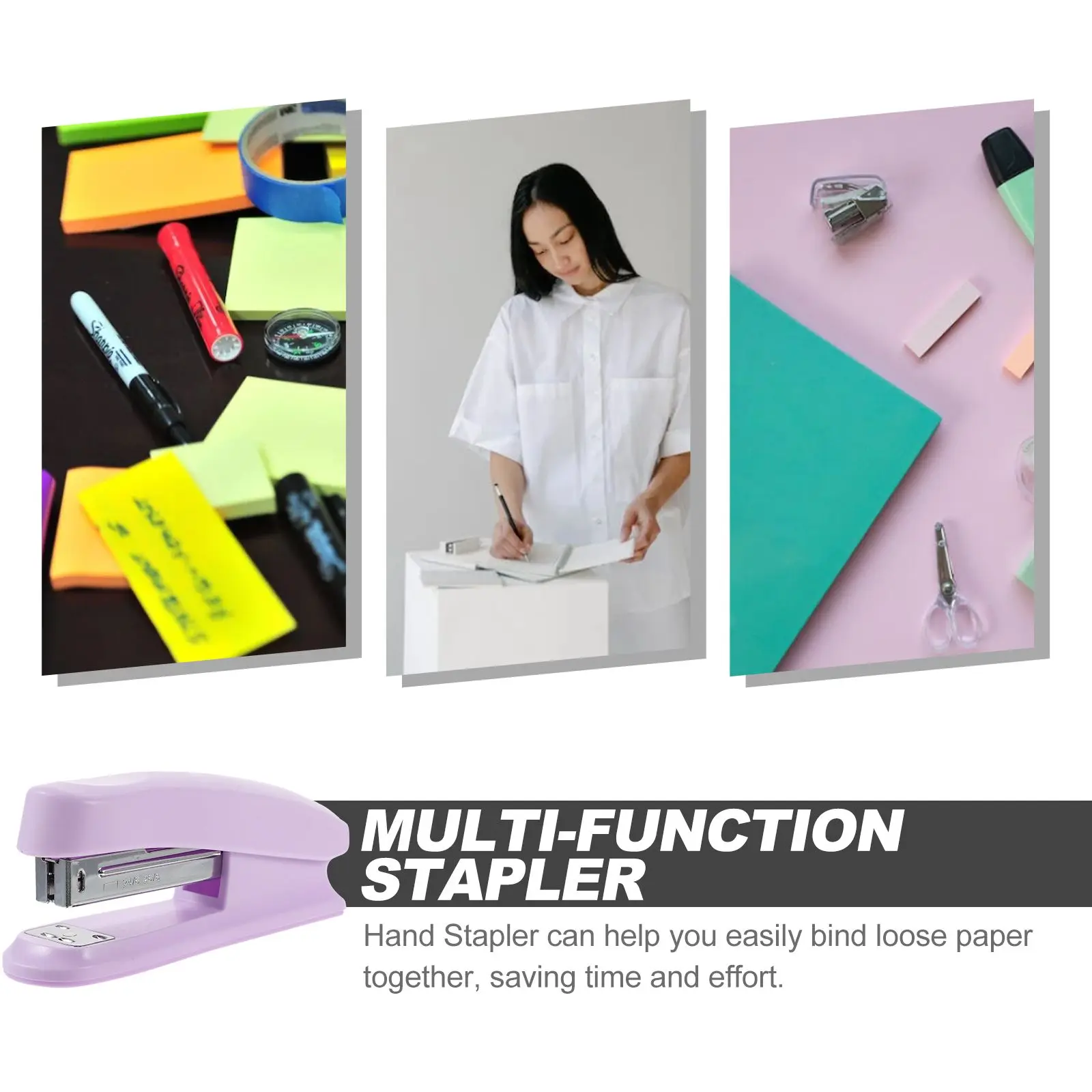 Portable Desk Stapler Pink Office Supplies Essentials Compact Metal Hand Easy Long Term Quality Classroom Desk